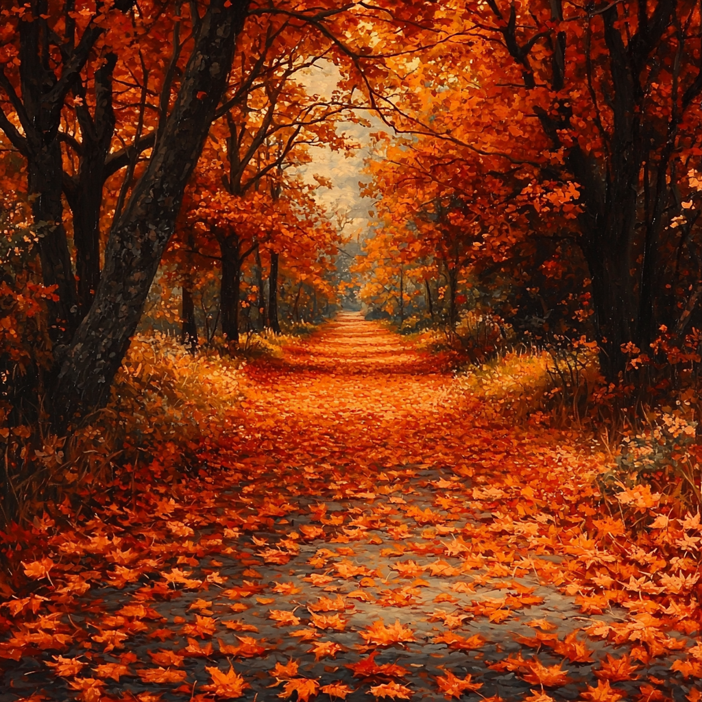 Thomas Cole Inspired Mystical Autumn Pathway Number Painting