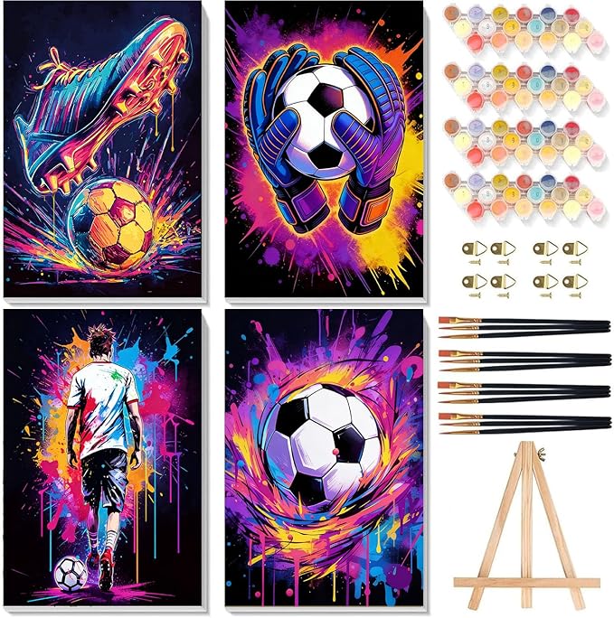 4 Pack Framed FIFA 2026 Graffiti Football Paint by Numbers Kit