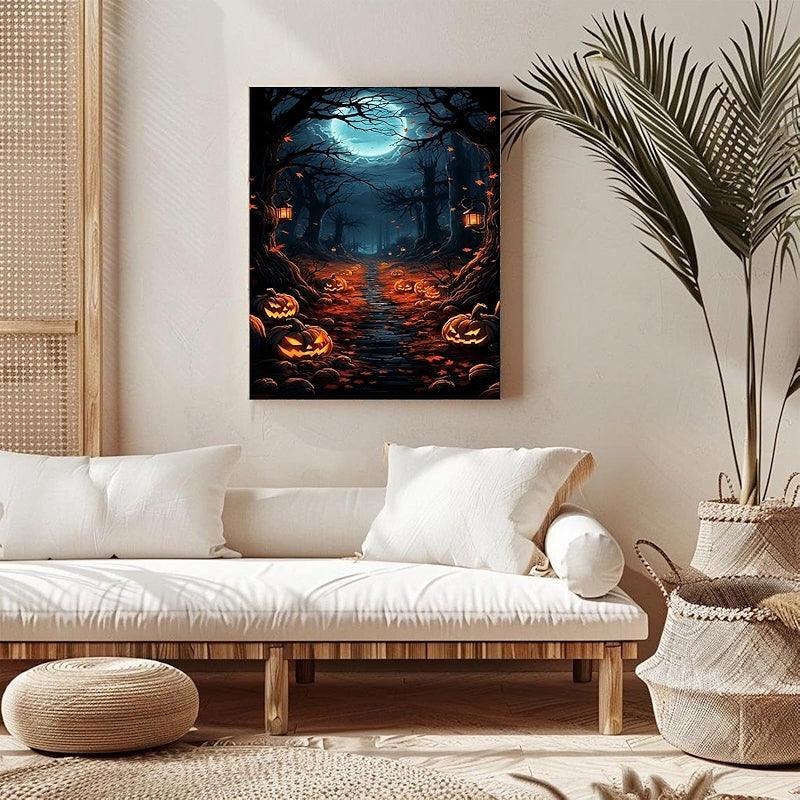 Halloween Paint By Numbers Kit On Canvas Pumpkin Decor