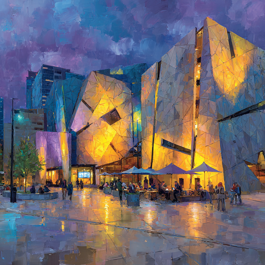 Twilight View Of Federation Square Melbourne Australia Paint by numbers kits