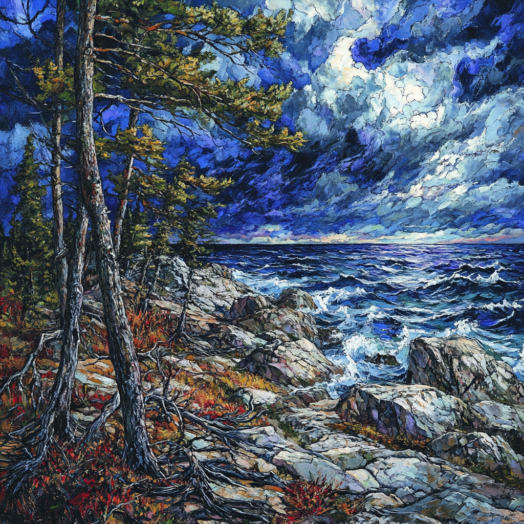 Arthur Lismer Inspired Storm Lashing Rocky Shore Painting by numbers kit