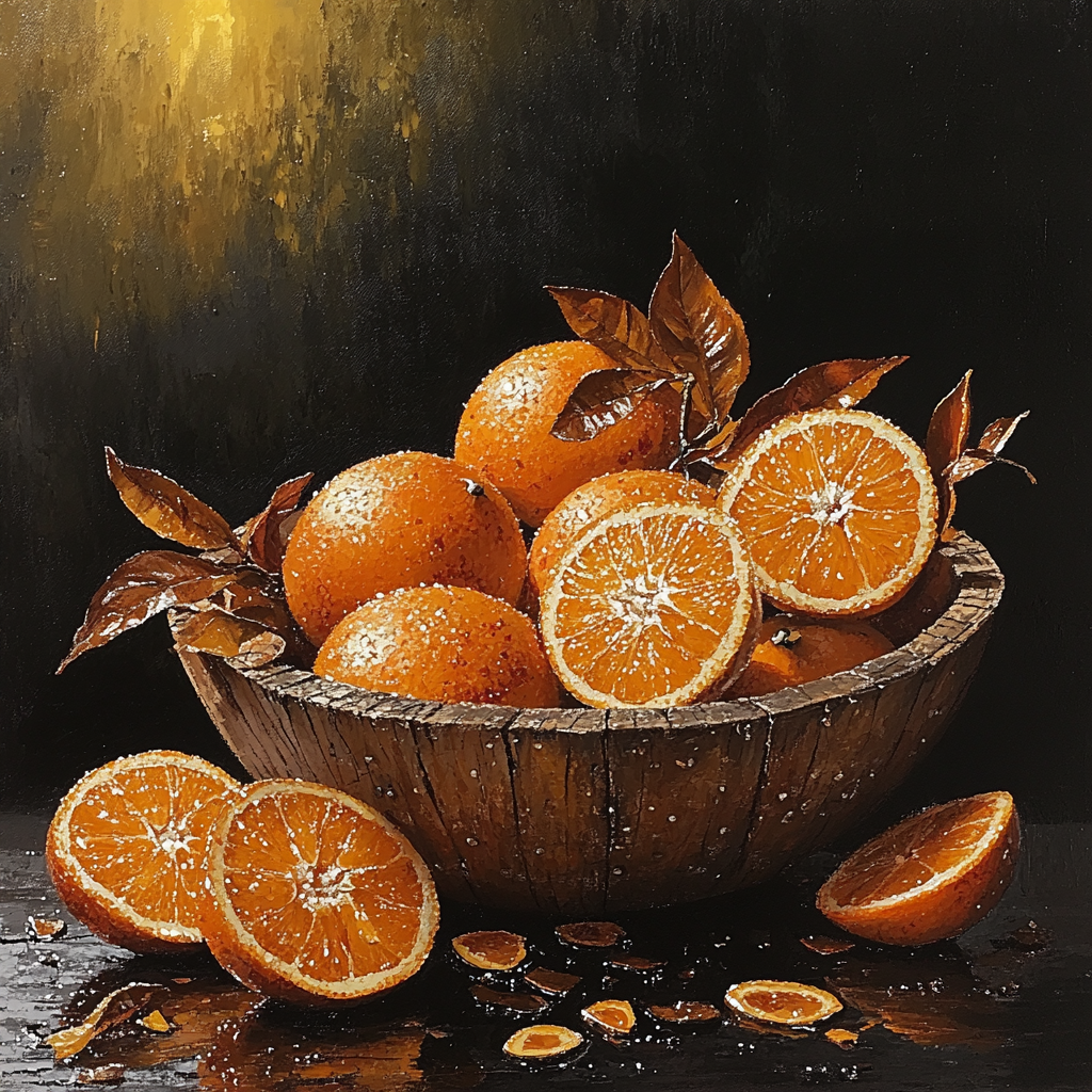Caravaggio Inspired Withering Citrus Still Life Number painting