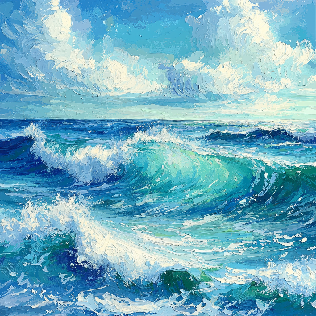 Paul Cézanne Inspired Ocean's Rhythmic Essence Number Painting