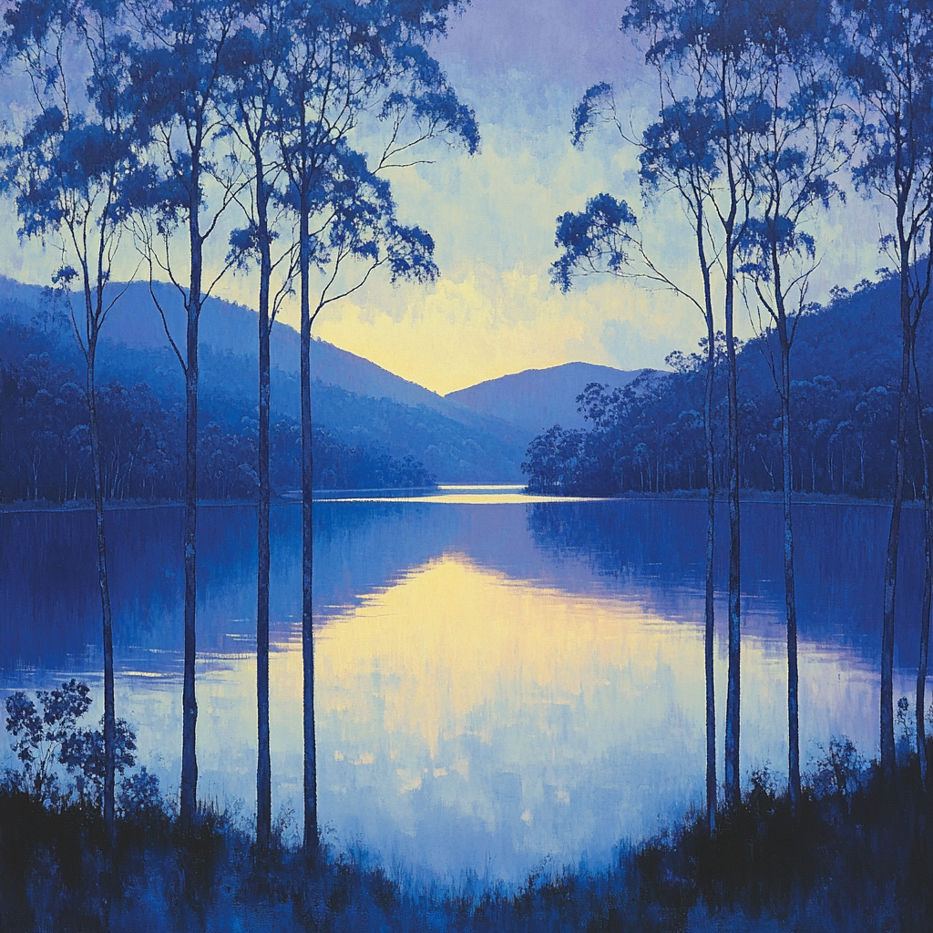 Hiroshige Inspired Serene Twilight Reflections painting number kit