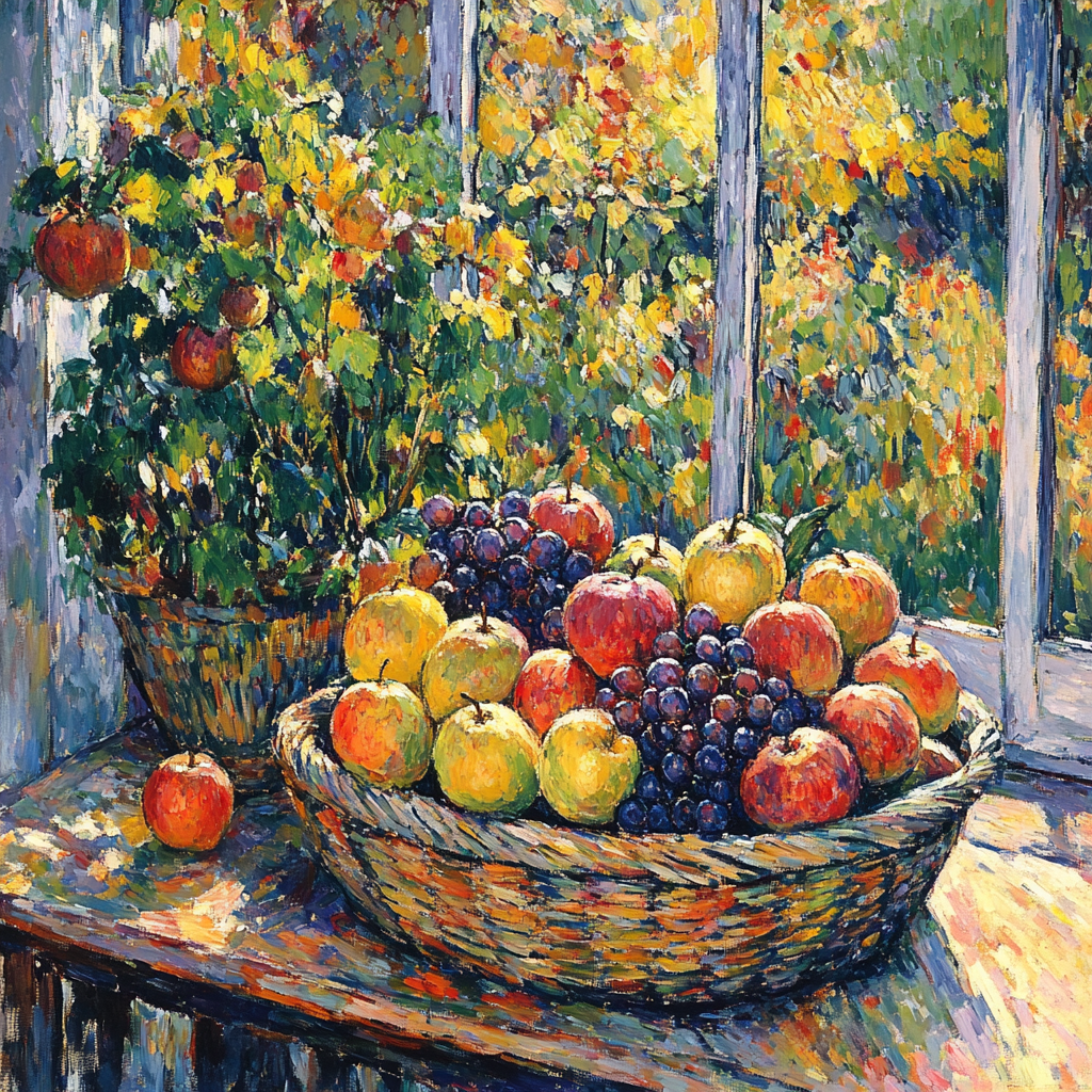 Paul Cézanne Inspired Basket Of Fruit Number painting