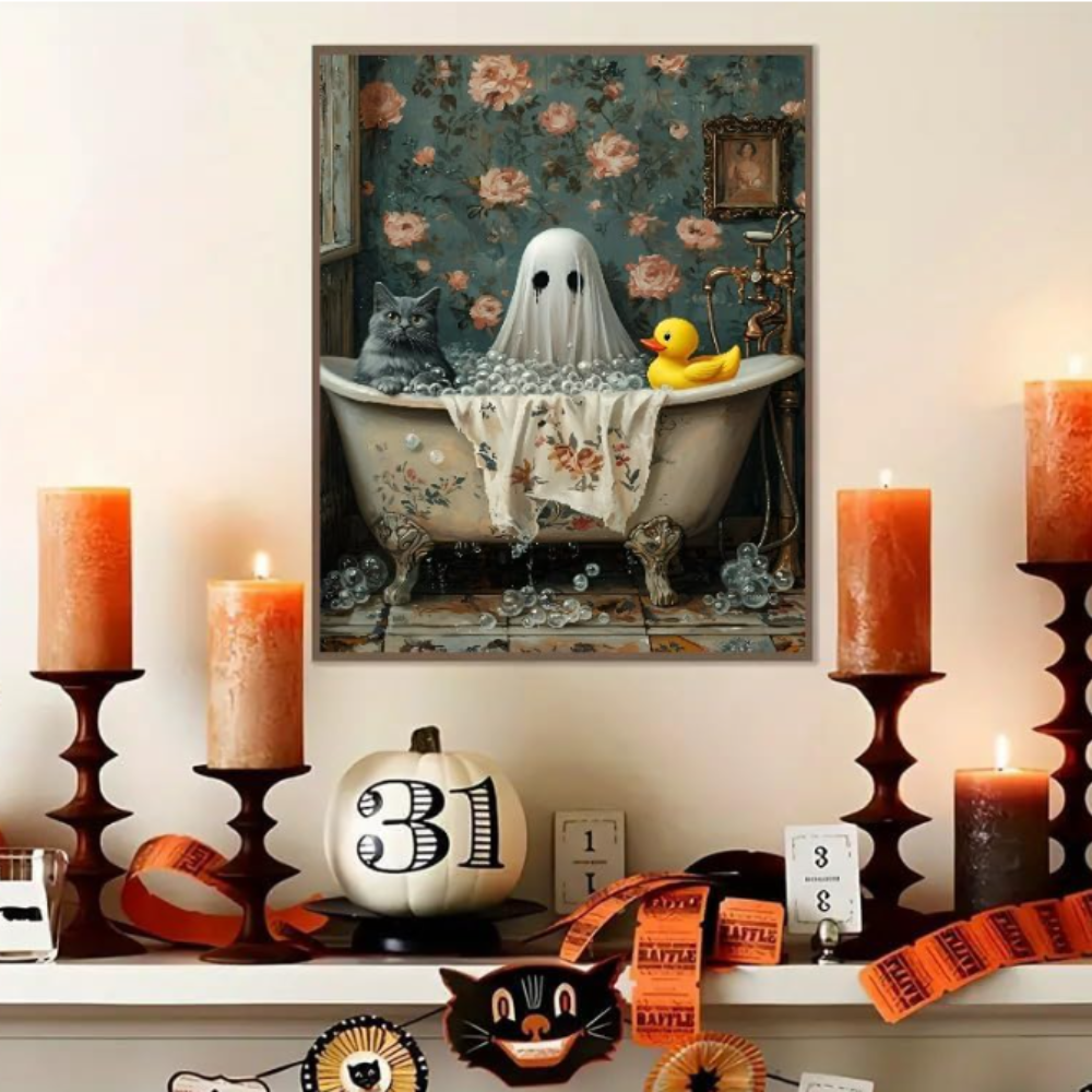 6 Pack Ghost Paint By Numbers Kit Halloween Canvas Art For Beginners