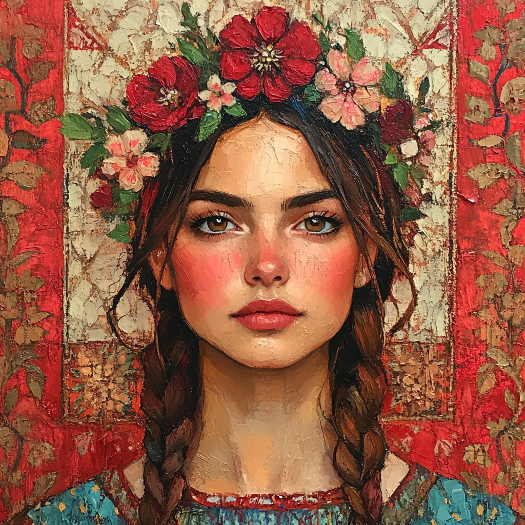 Frida Kahlo Inspired Flowered Self Portrait Paint by numbers art