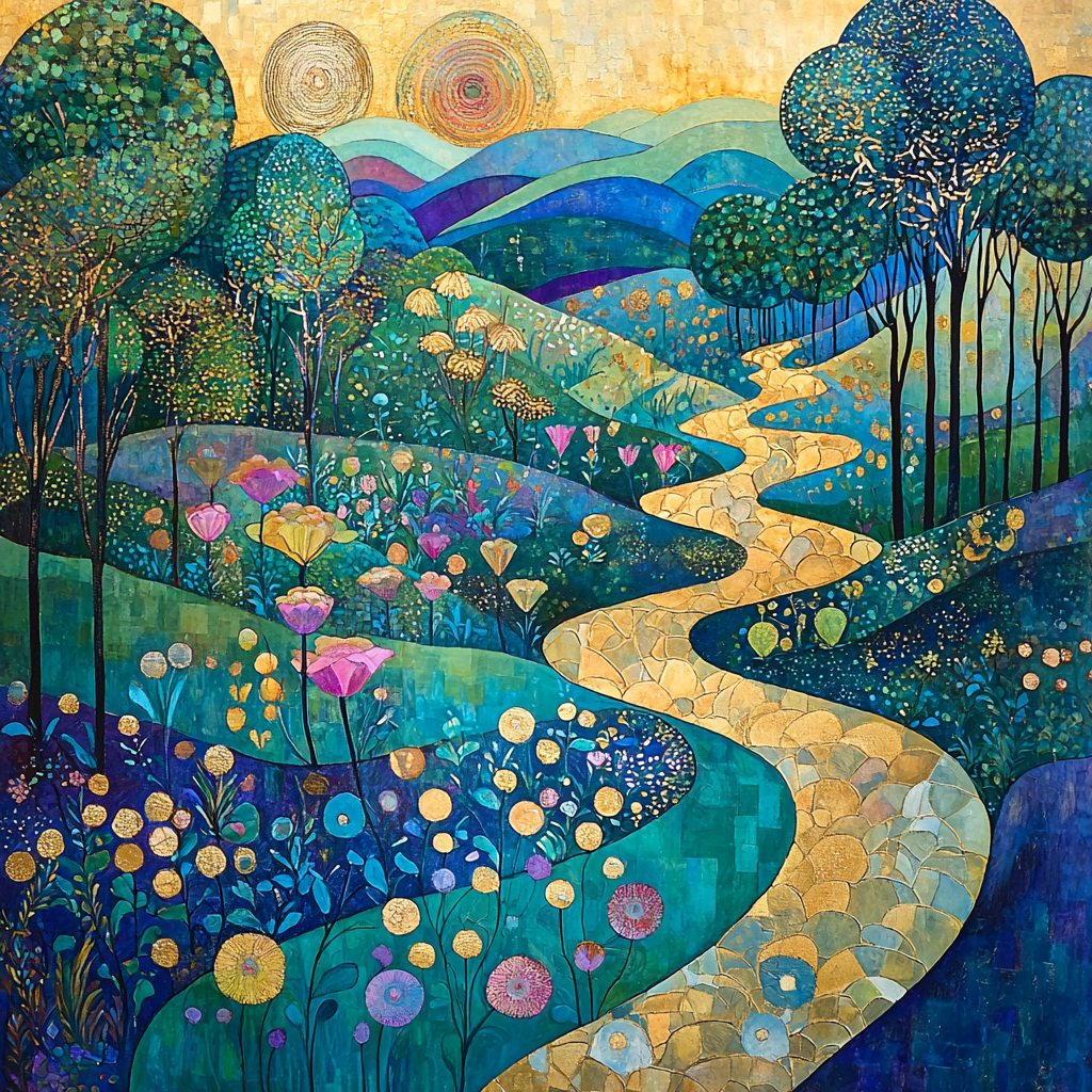 Gustav Klimt Inspired Gilded Landscapes Paint By Numbers Art