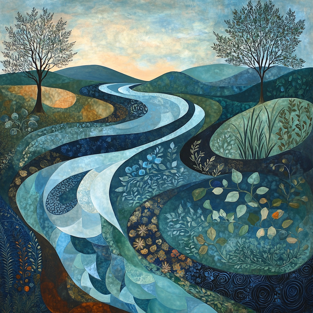 Nandalal Bose Inspired Mythical River Flow Paint by numbers art