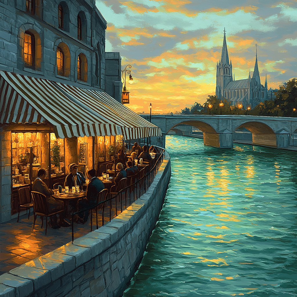 Canal Side Cafes Ghent Belgium paint by color