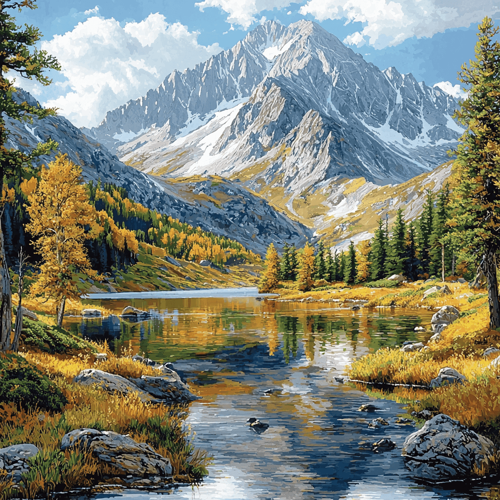 Ansel Adams Inspired Mountain Tranquility Paint By Color