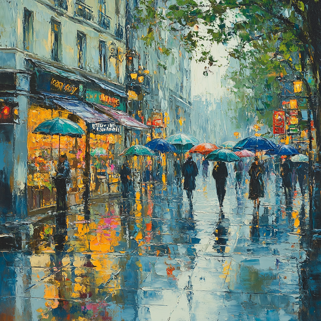 Claude Monet Inspired Rainy Street DIY paint by numbers