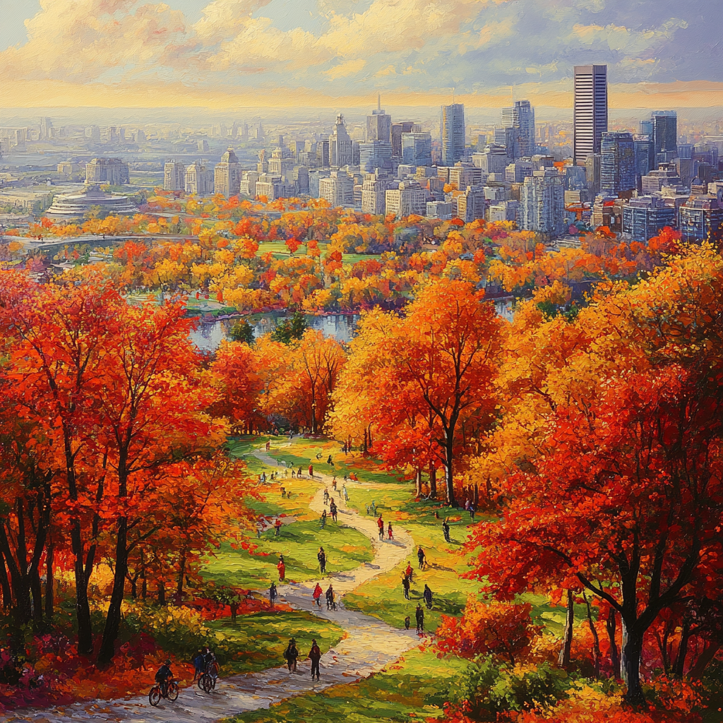 Aerial View Of Mont Royal Park In Montreal Canada paint by number