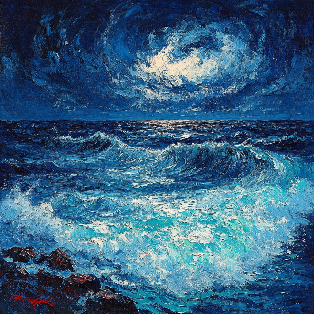 Edvard Munch Inspired Storm Tide Churn Number painting