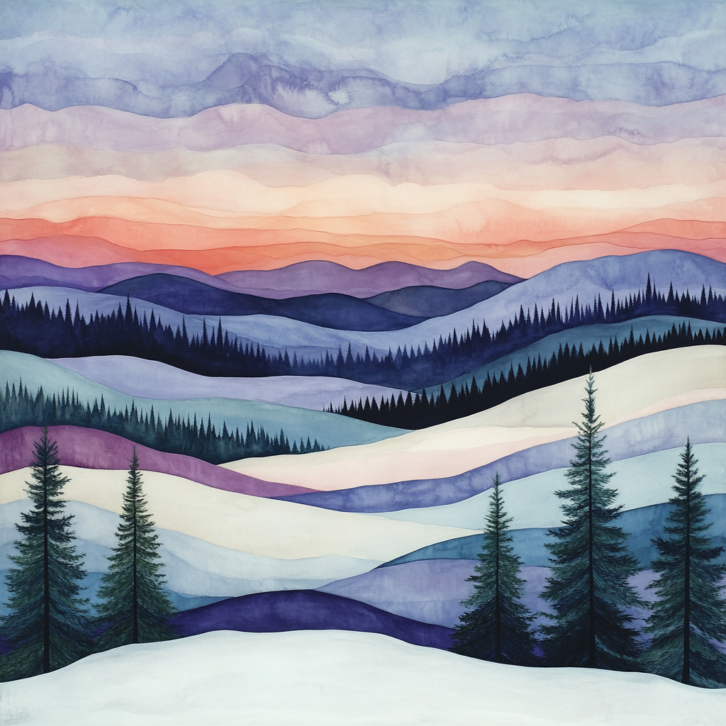 Franklin Carmichael Inspired Winter Dusk Over Snowy Escarpments paint by number