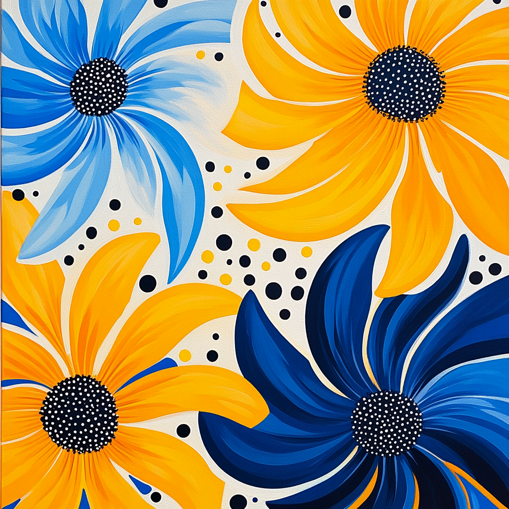 Yayoi Kusama Inspired Infinity Blossom Rhythm paint by color