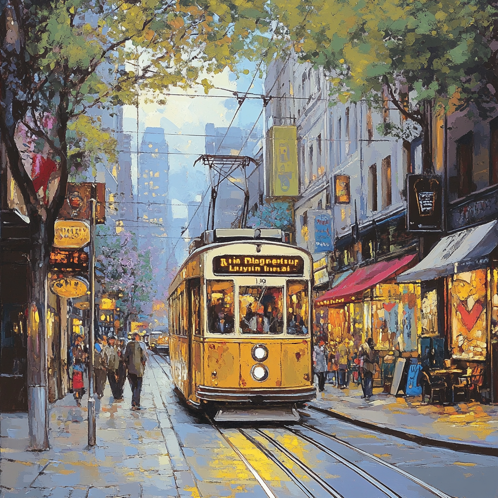 Market Street Trams And Cafes Melbourne Australia paint by numbers