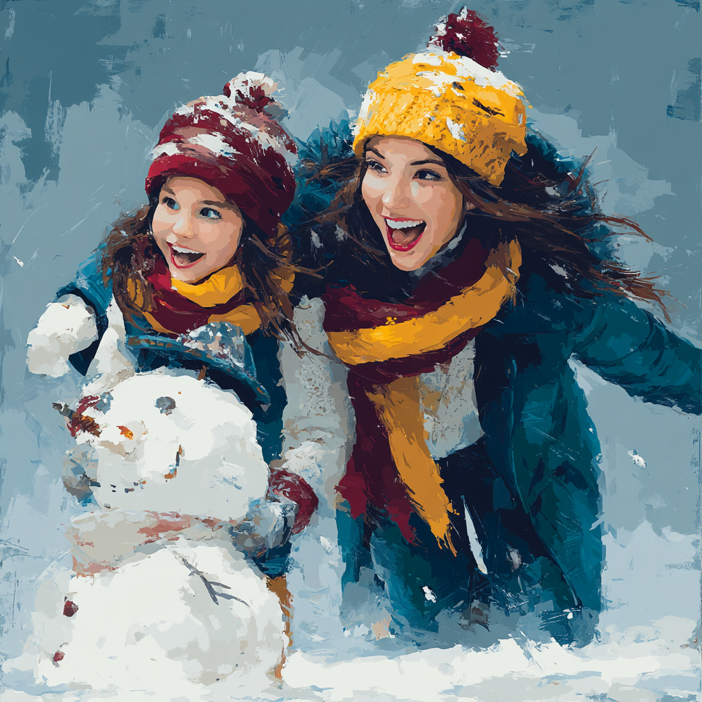 Playing In The Snow Painting Number Kit