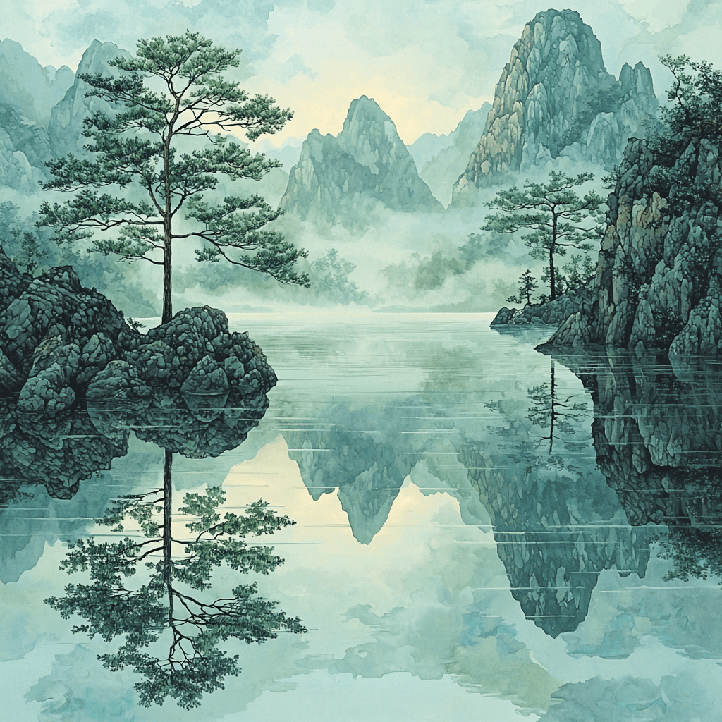Zhao Mengfu Inspired The Serenity Of Reflections Numbered Painting Kits