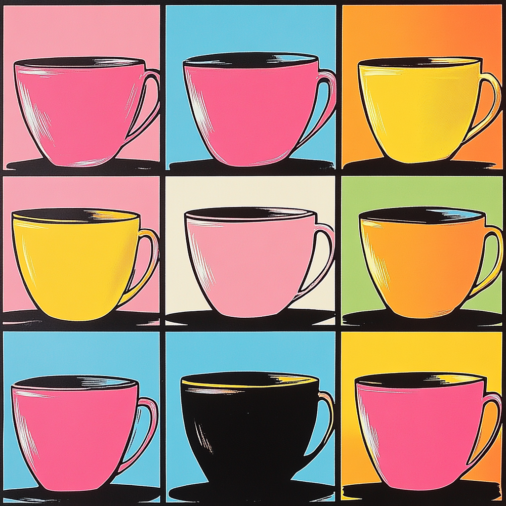 Warhol Inspired Coffee Cups paint by color