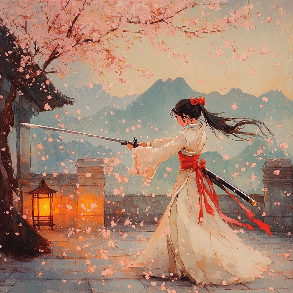 Mulan Cherry Blossom Walk painting number kit