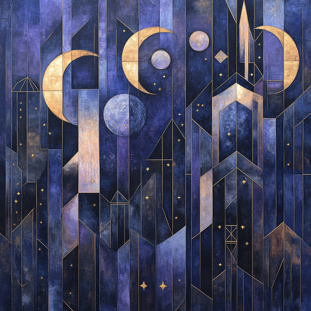 Pablo Picasso Inspired Cubist Night Sky Abstraction paint by numbers