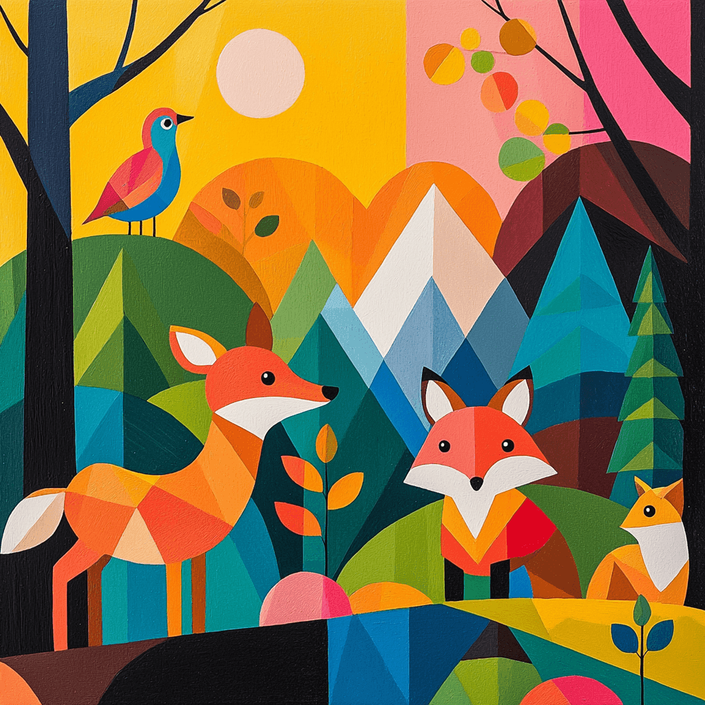 Charley Harper Inspired Mystical Animal Kingdom DIY Paint By Numbers
