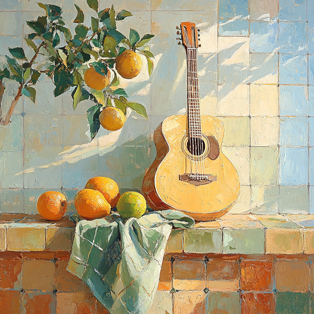 Cezanne Inspired Still Life With Guitar DIY paint by numbers