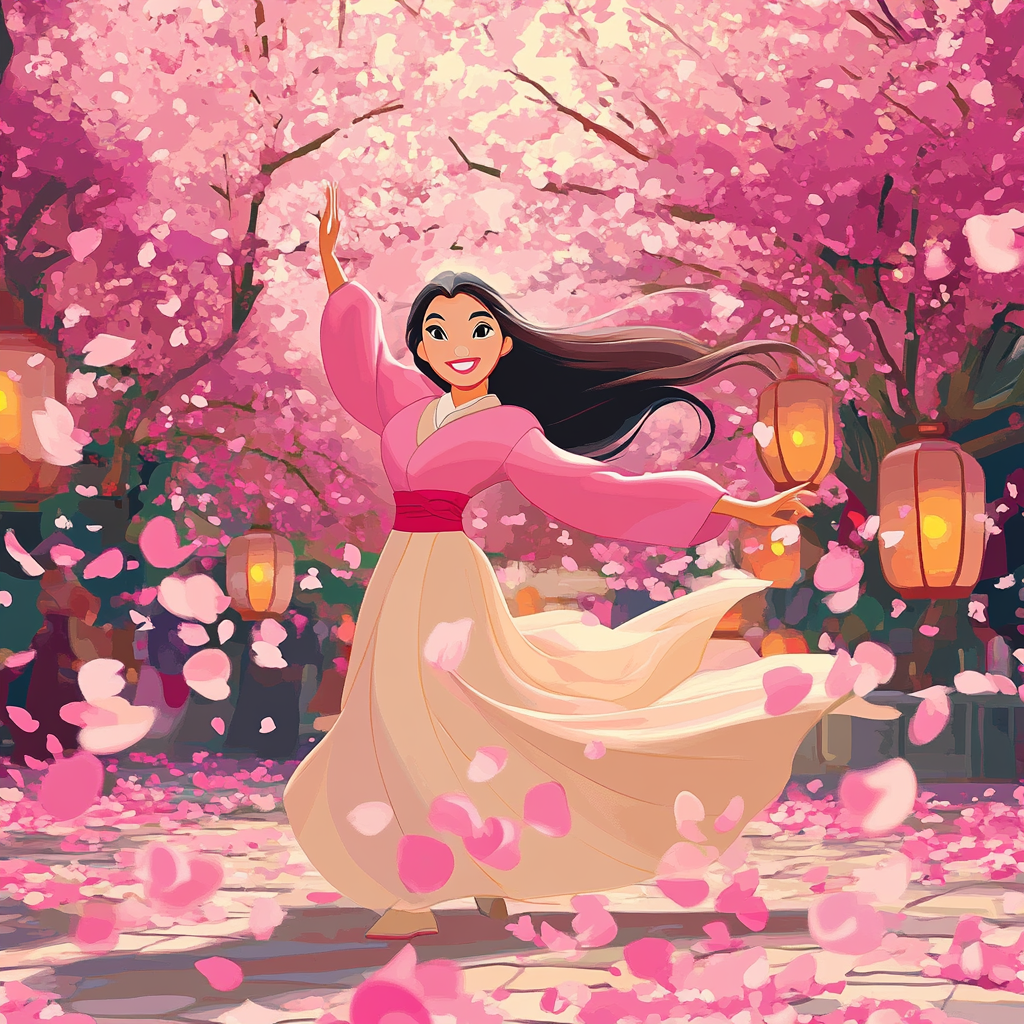 Mulans Cherry Blossom Festival painting number kit