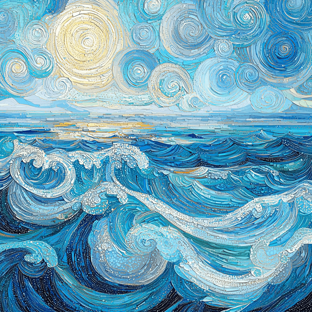 Georges Seurat Inspired Dreamscape Waves Painting Number Kit