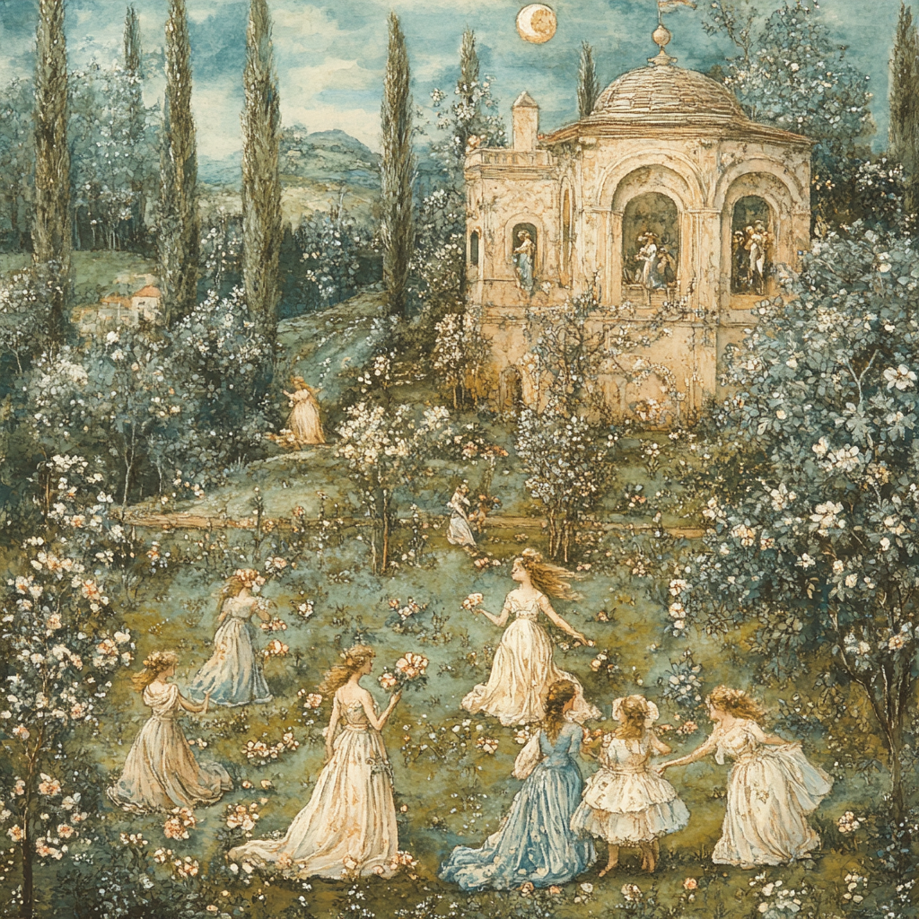 Botticelli Inspired Mythical Nymphs Number painting