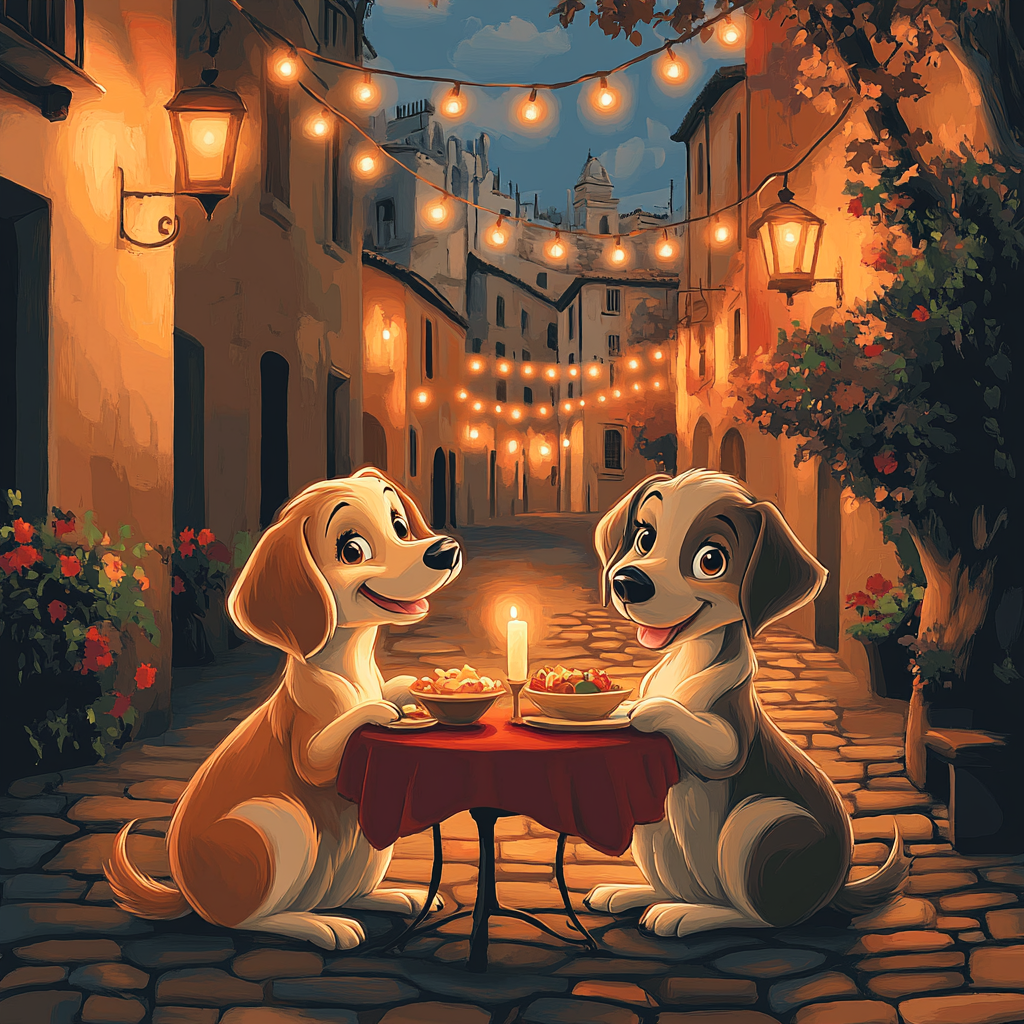 Lady And The Tramp Evening Feast painting number kit
