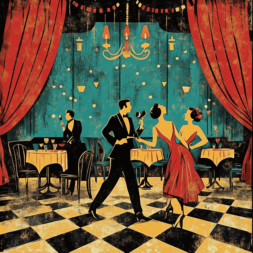 Henri De Toulouse-Lautrec Inspired Nightclub Scene Number painting