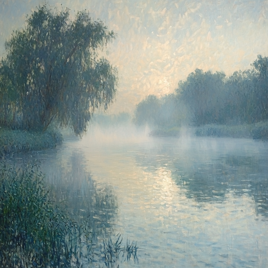 Monet Inspired Misty River Morning DIY paint by numbers