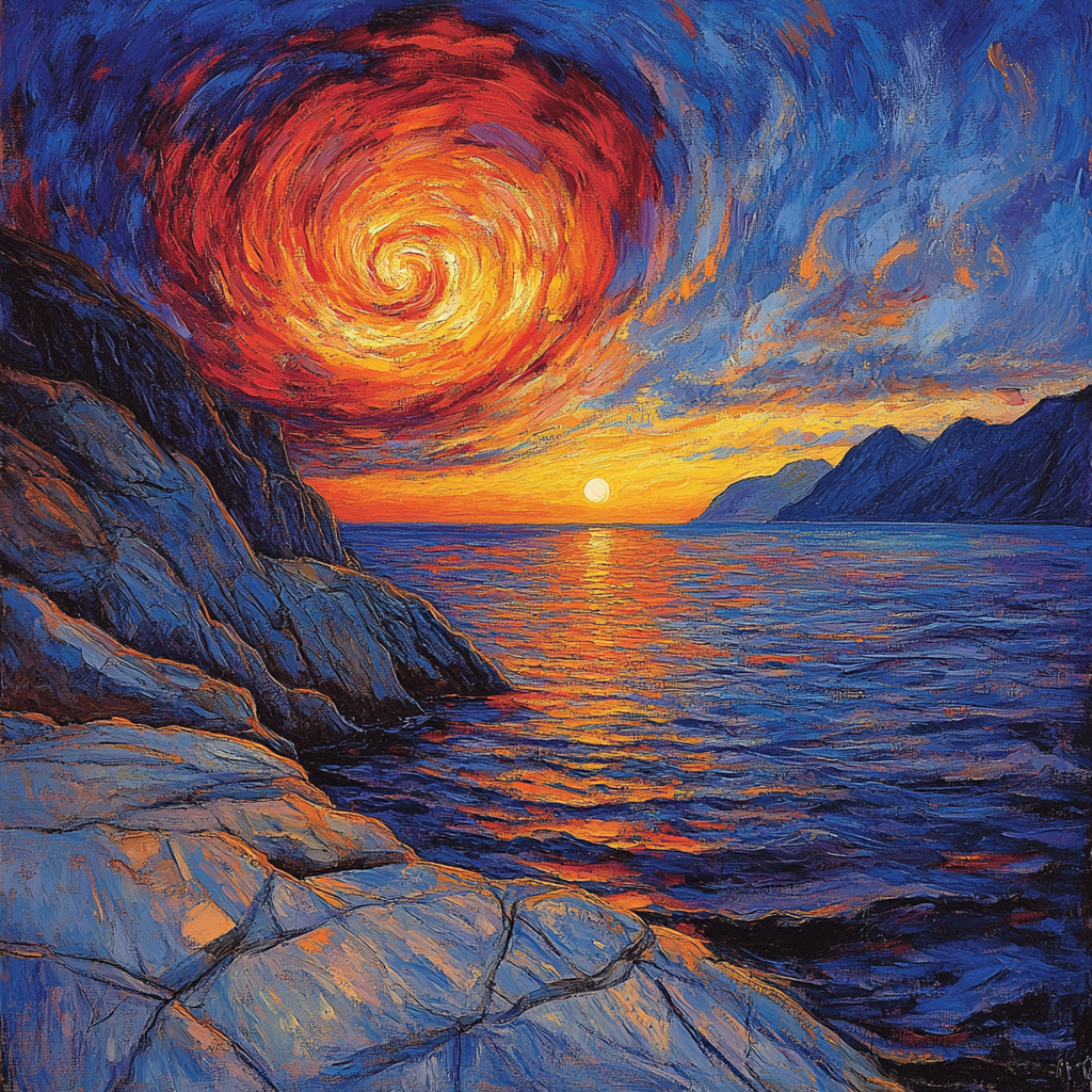 Edvard Munch Inspired Sunset Over Fjord paint by number