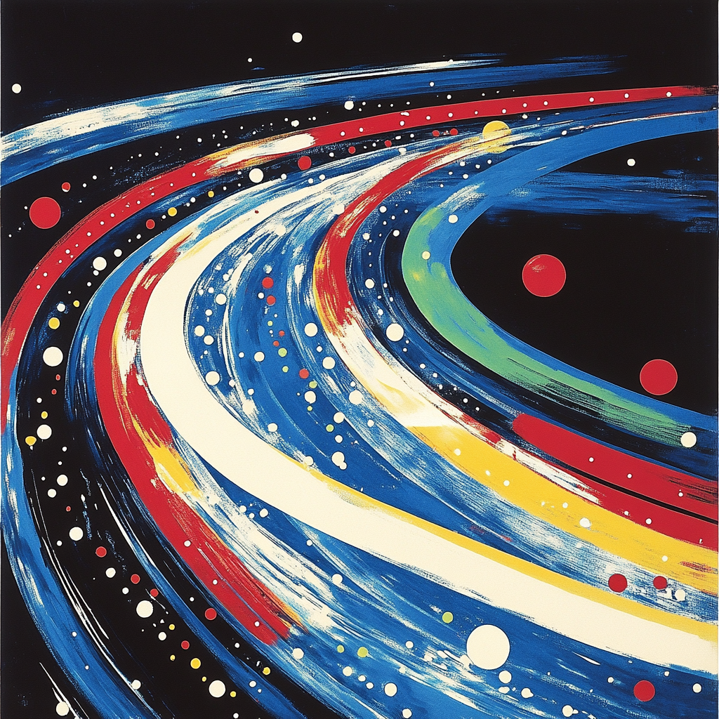 Yayoi Kusama Inspired Polychrome Orbit Field Paint by numbers kits