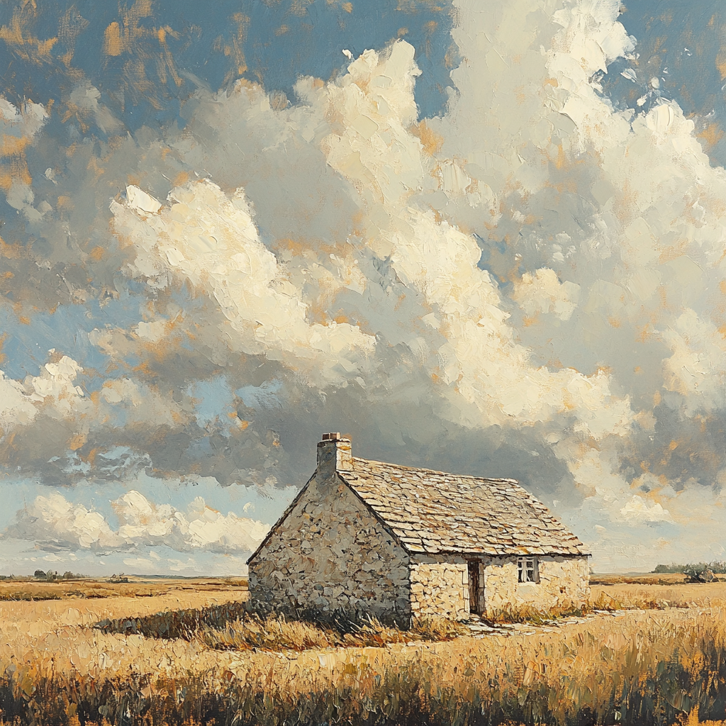 Rembrandt Inspired Cottage Beneath Brooding Skies Numbered painting kits