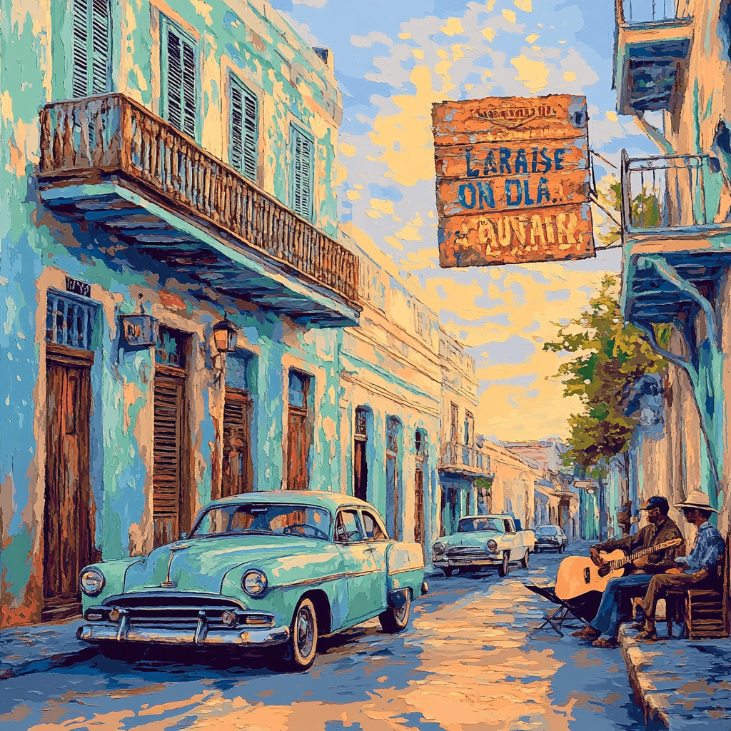 Old Havana Street Scene Cuba Painting by numbers kit