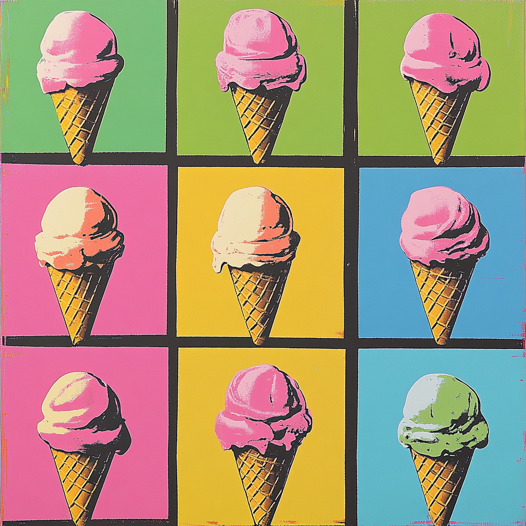 Andy Warhol Inspired Neon Ice Creams Numbered painting kits