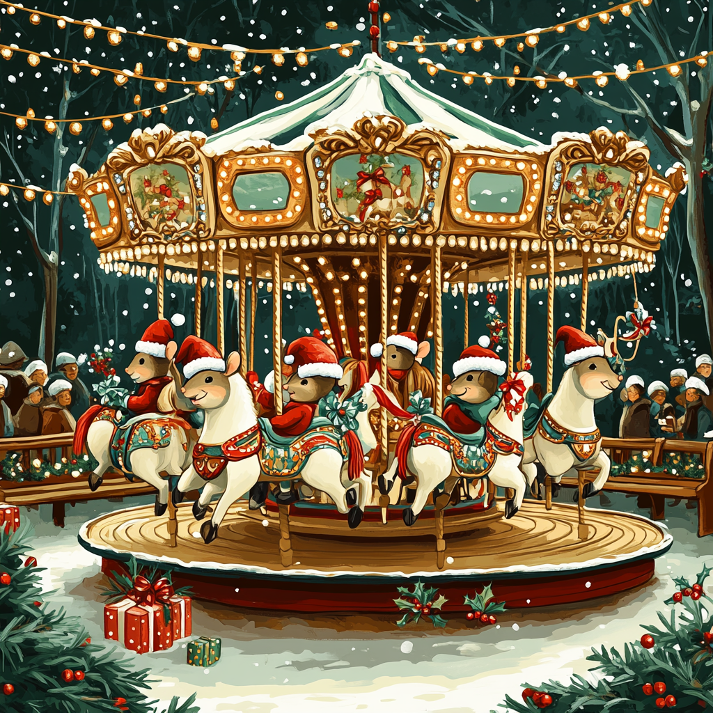 Merry Carousel Mouse Parade DIY paint by numbers