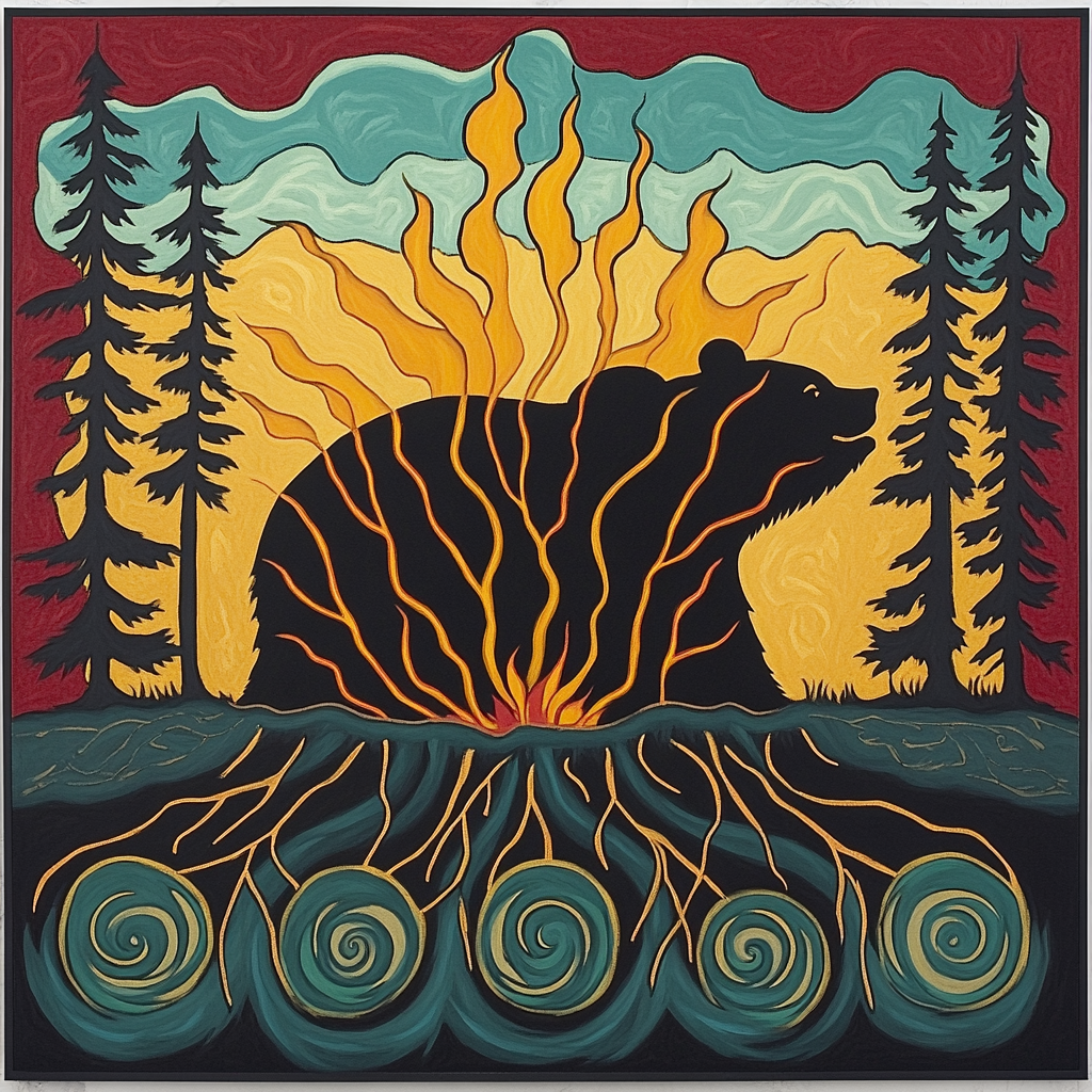 Norval Morrisseau Inspired Bear Of Rooted Thunder Number painting