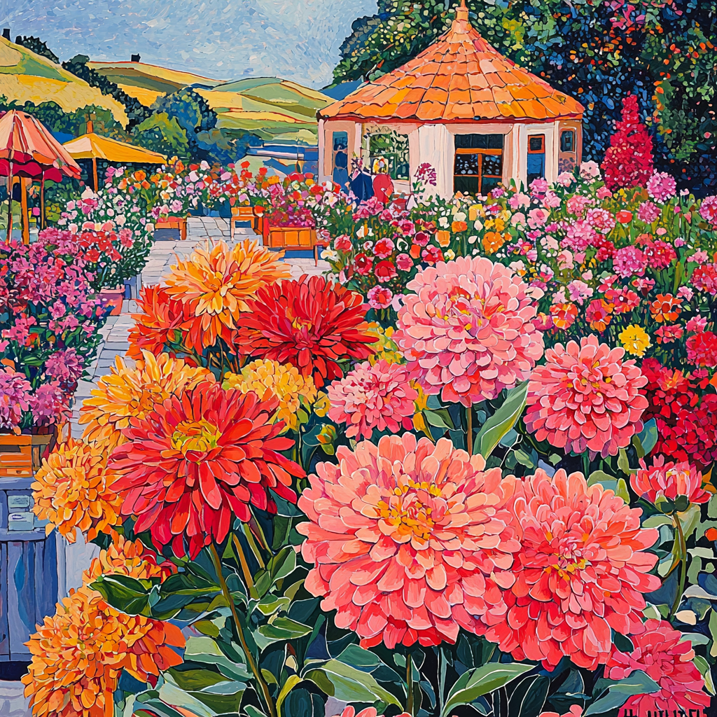 David Hockney Inspired Vivid Floral Display Numbered Painting Kits