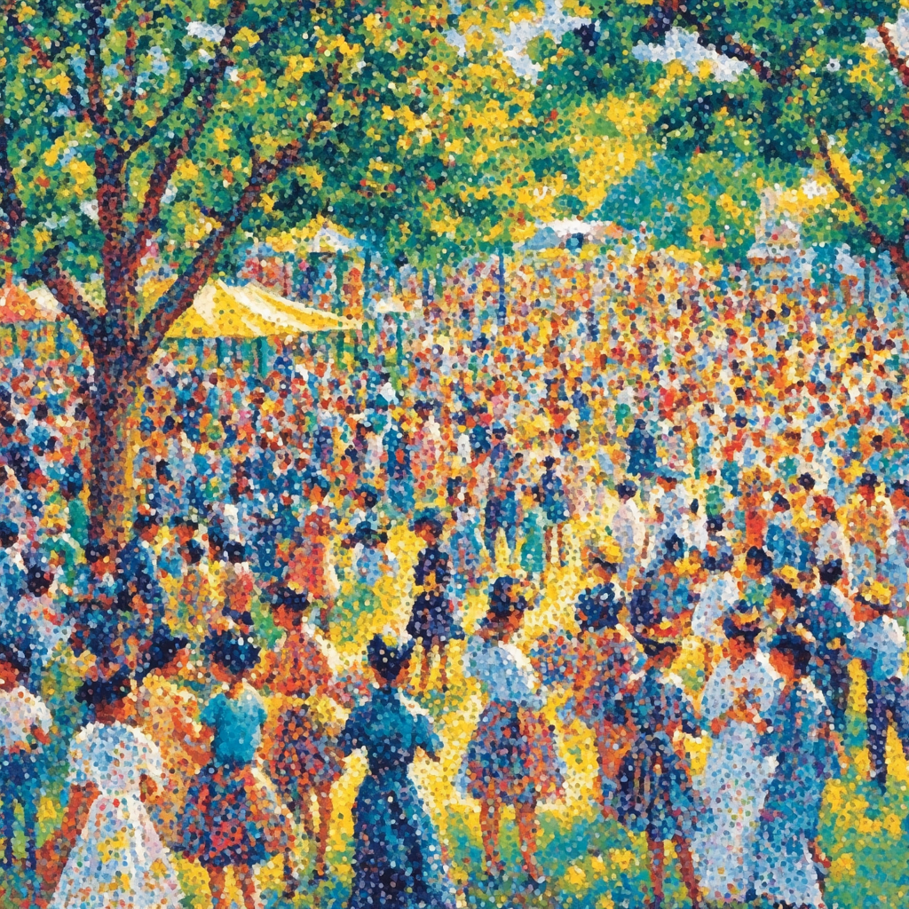 Georges Seurat Inspired Festival Pointillism paint by color