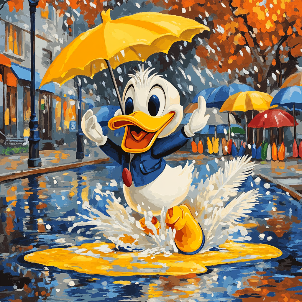 Donald Duck Rainy Day Fun Disney Inspired Painting by numbers kit
