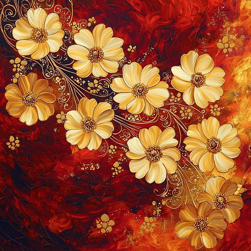 Gustav Klimt Inspired Golden Blossoms Symphony Paint By Color