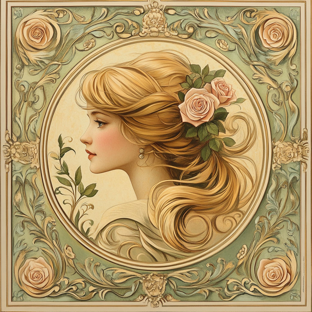 Alphonse Mucha Inspired Floral Emblem Painting by numbers kit