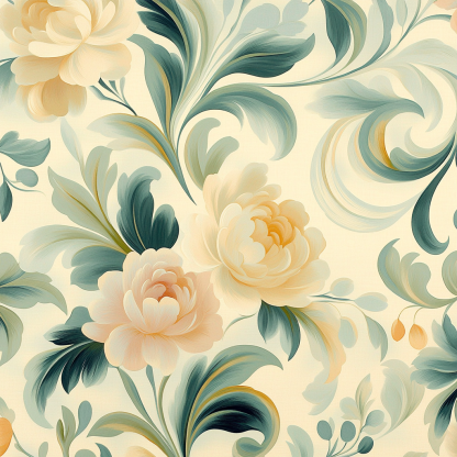 Alphonse Mucha Inspired Whimsical Floral Dance Number painting