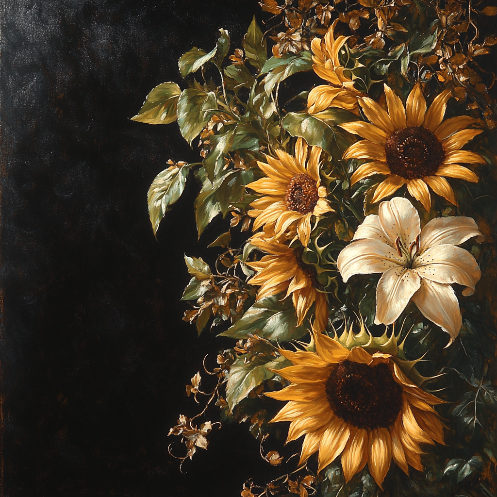Caravaggio Inspired Tenebristic Floral Study With Decay Painting by numbers kit