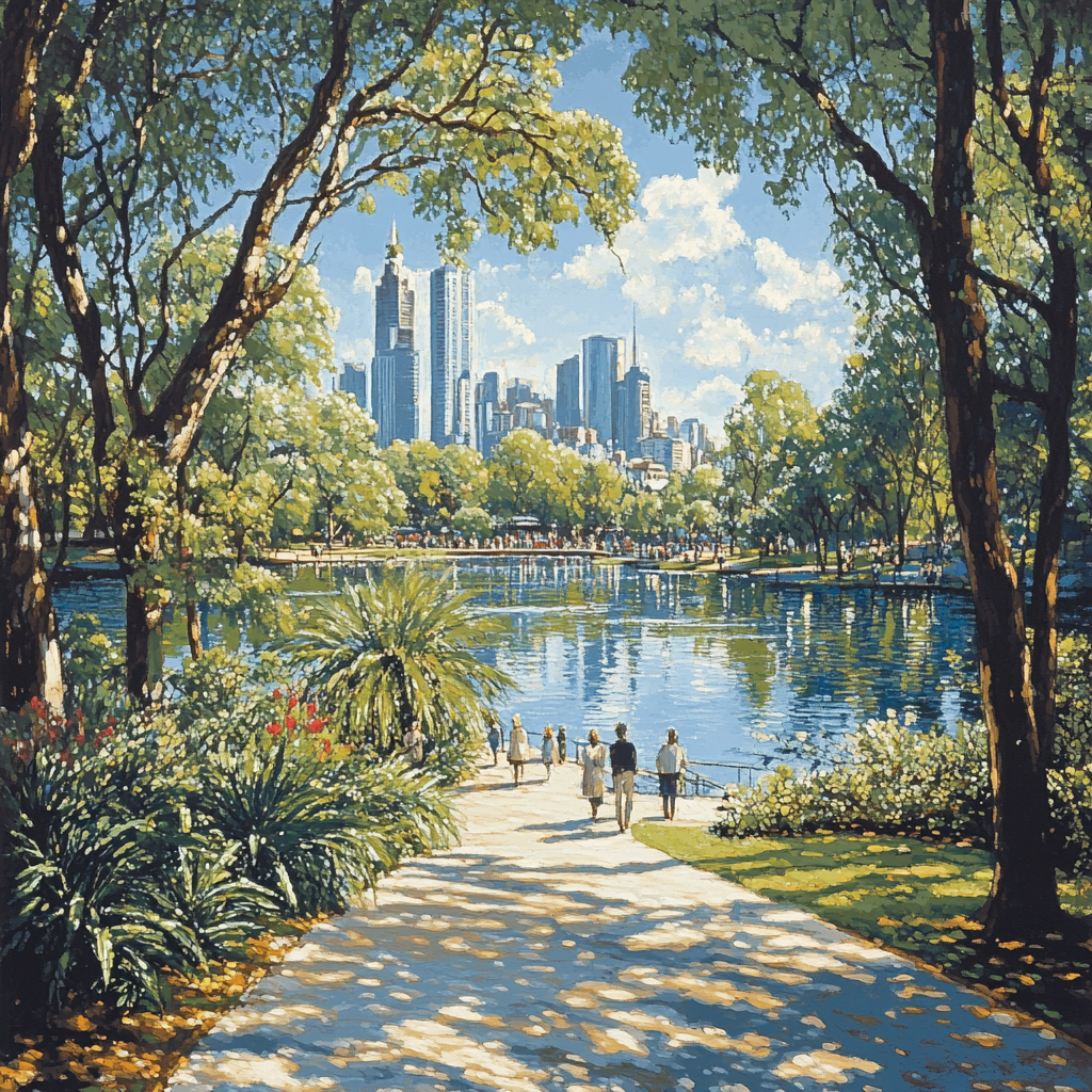 Royal Botanic Gardens Melbourne Lakeside Australia Painting by numbers kit