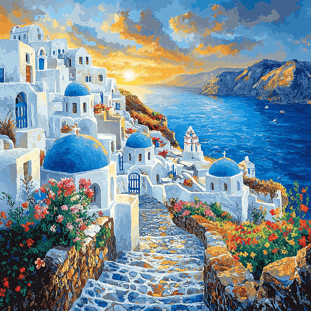 Santorini Caldera - Santorini, Greece DIY Paint By Numbers